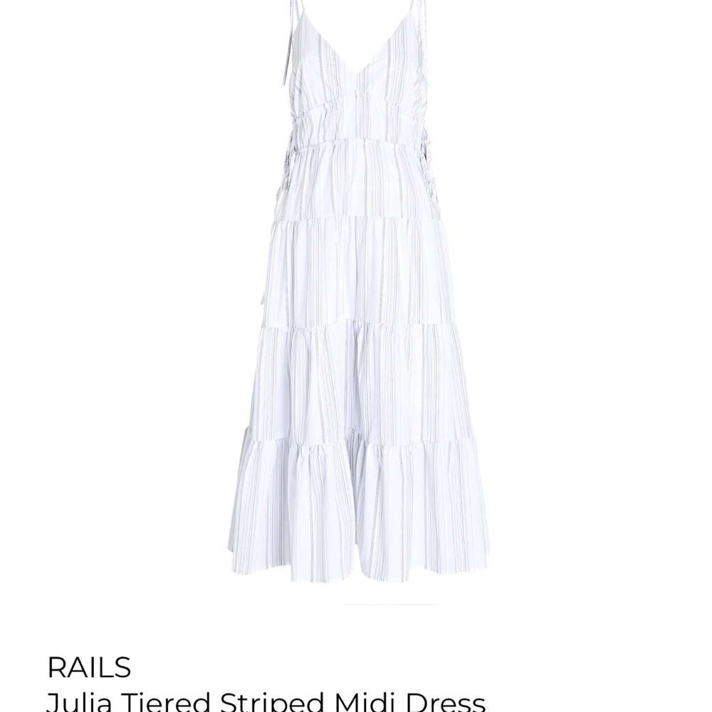 Rails Julia White and Gray Striped Midi Dress